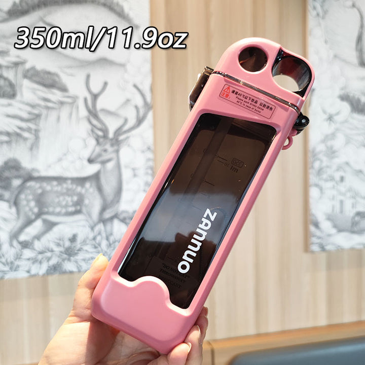 Ladies unique flip-top drinking bottle with viewing window Bowlift