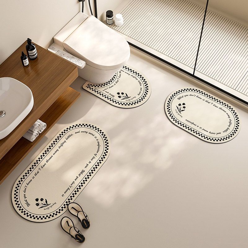 Elegant Floral Design Bath Mat Set Bowlift