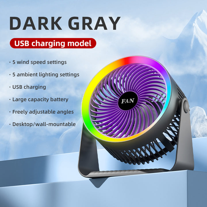 Unisex USB Rechargeable Multifunctional Desk Fan Bowlift