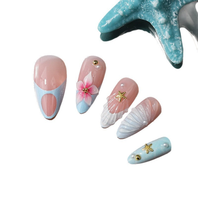 Artistic Sea-Inspired Press-On Nail Set Bowlift