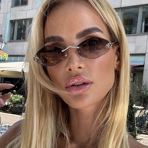 Women's geometric sunglasses with double metal frame and protective lenses Bowlift