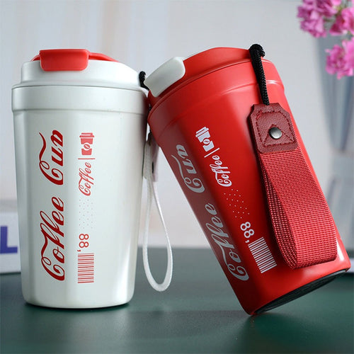 Women's insulated coffee cup with practical carrying device Bowlift