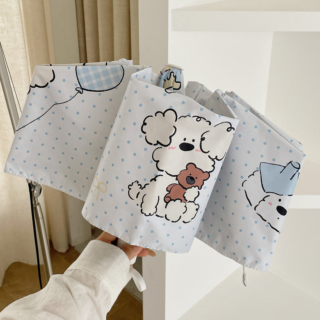 Women's Folding Umbrella with Playful Animal Design Bowlift