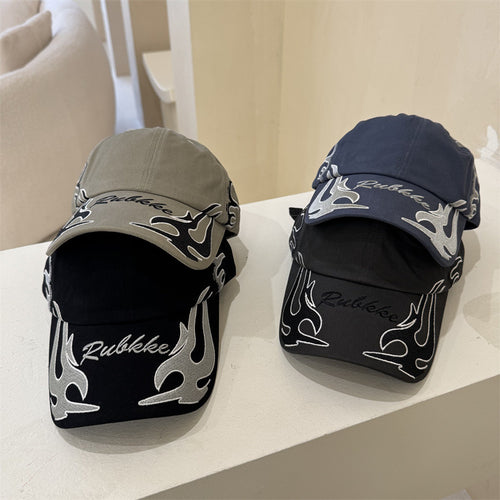 Men's Graphic Flame-Embroidered Baseball Cap Bowlift