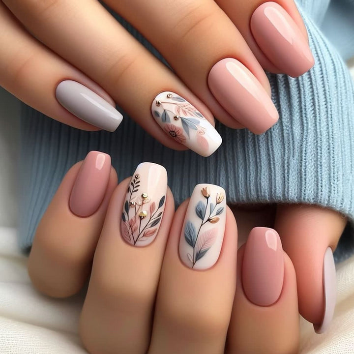 Botanical Floral Press-On Nail Art Bowlift