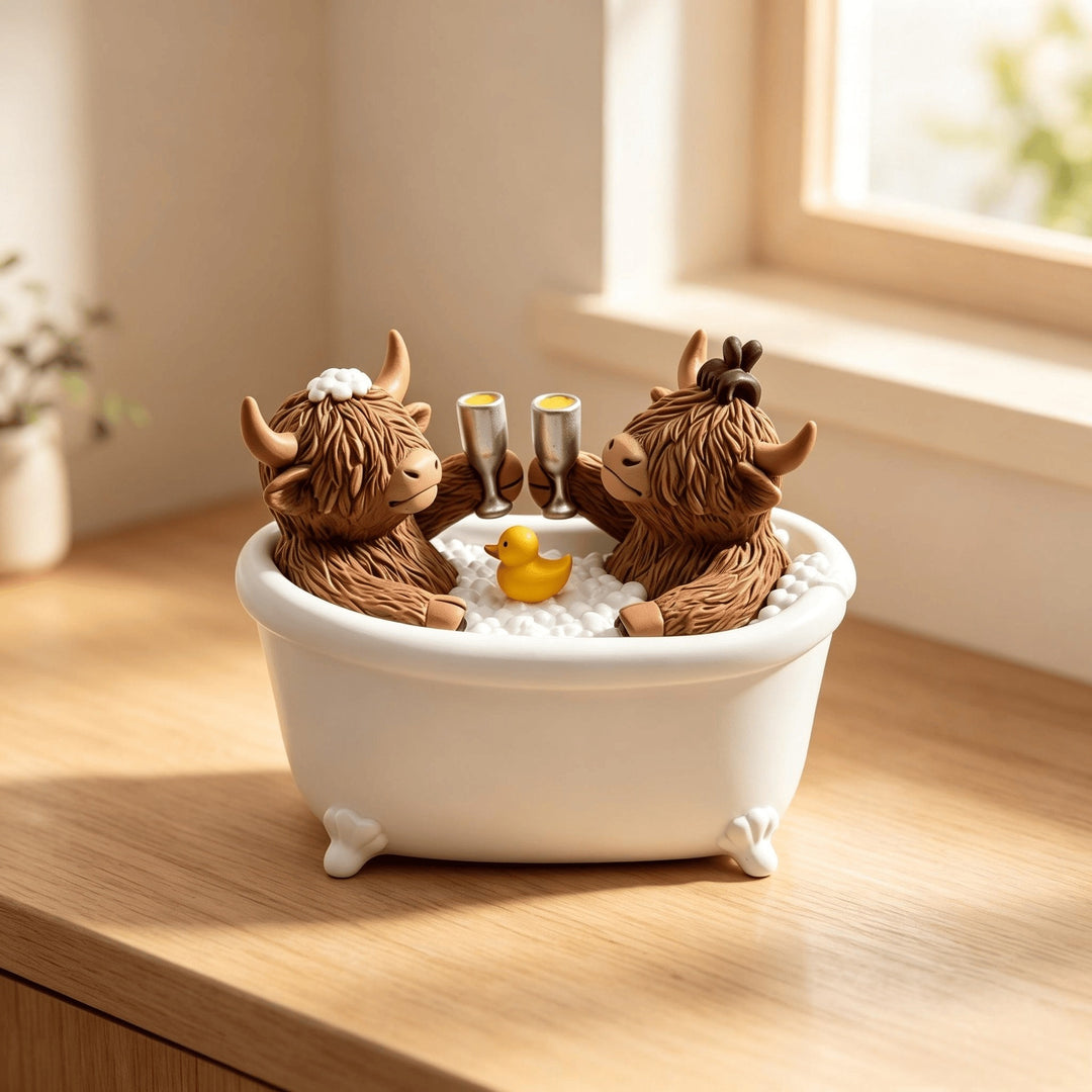 Decoration figure bathing highland cattle Bowlift