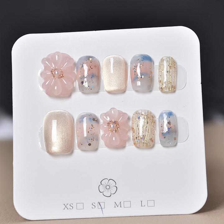 Artistic Gem-Accented Press-On Nail Extensions Bowlift