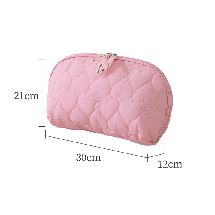 Heart-Quilted Makeup Pouch Bowlift