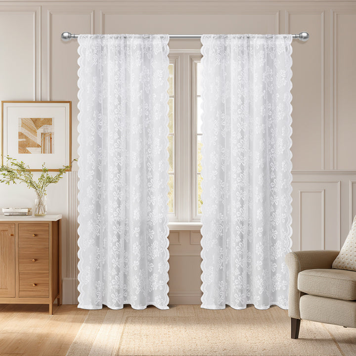 Floral Sheer Lace Window Curtains