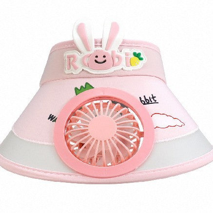 Sun protection with integrated battery fan, adjustable chin strap and cute bunny design Bowlift
