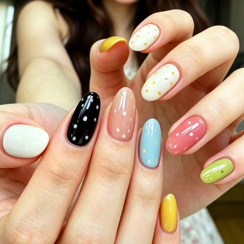 Premium Decorative Press-On Nail Set with Artistic Glitter Effects Bowlift