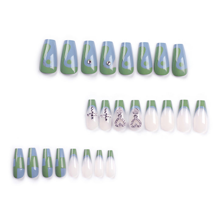 Artistic nail extensions with decorative jewelry effect Bowlift