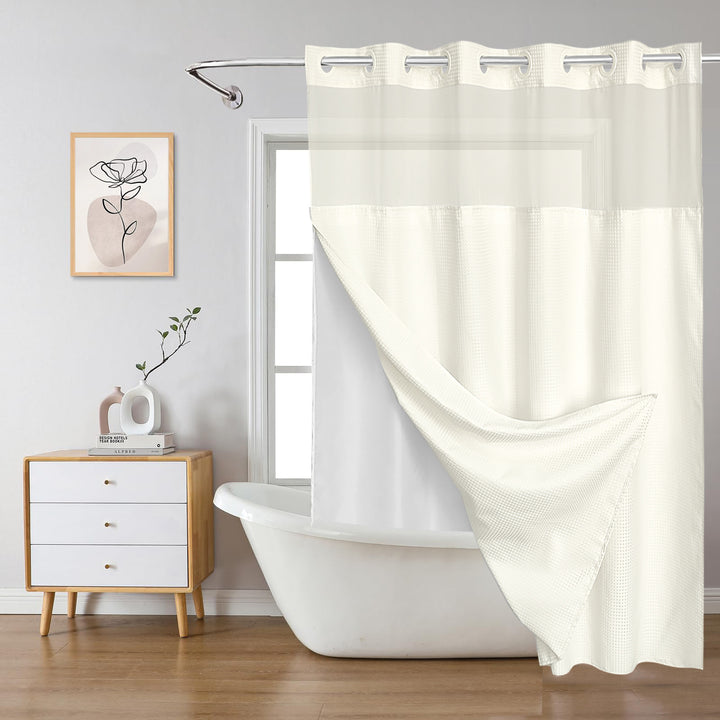Textured Layered Shower Curtain Bowlift