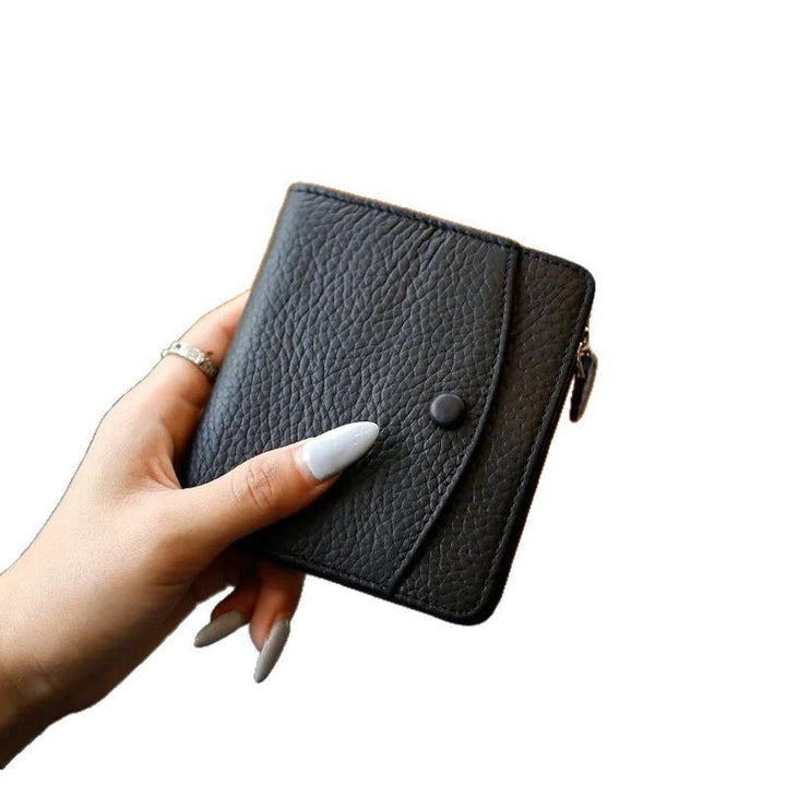 Textured Leather Zippered Coin Wallet Bowlift