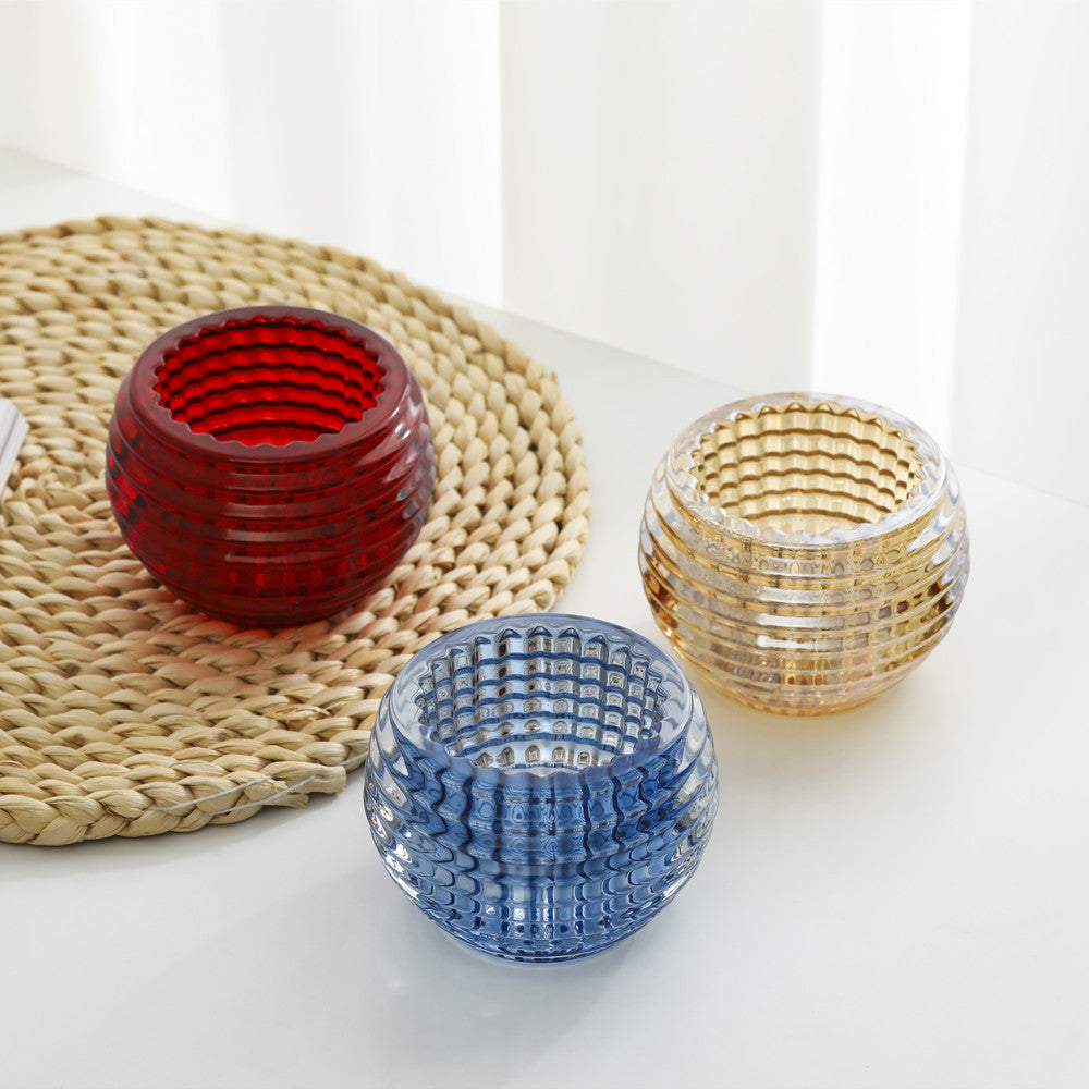 Round Ribbed Glass Votive Candle Holder for Tealights Bowlift