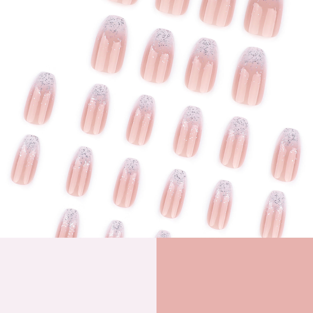 Artistic Nail Extensions with Glitter and Ombre Effect Bowlift
