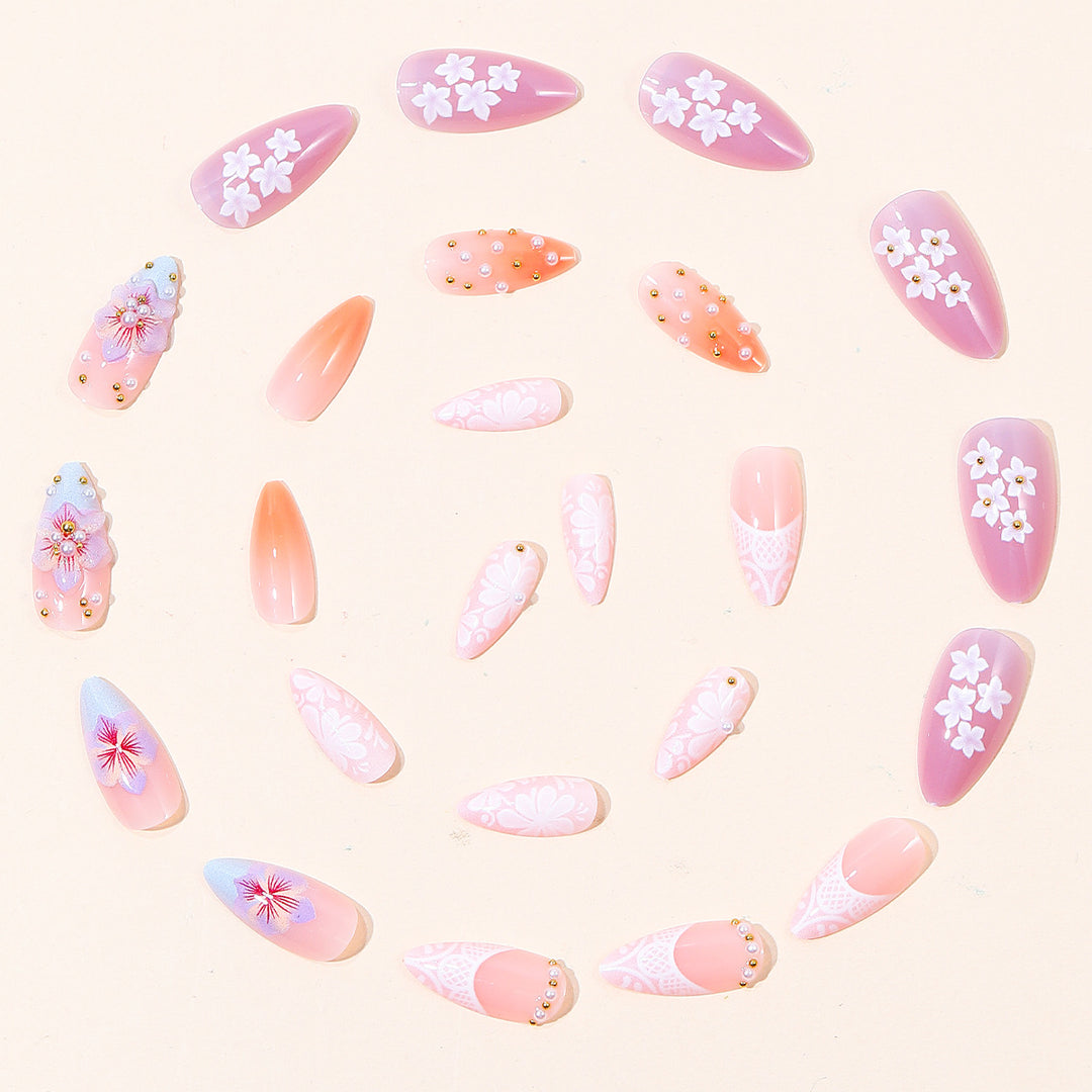 Floral Embellished Nail Art Extensions Bowlift