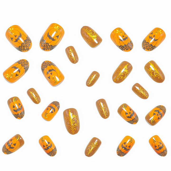 Halloween Artificial Nails with Creepy Pumpkin Design Bowlift
