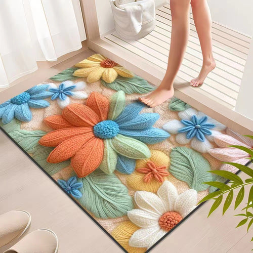 Floral Textured Indoor Mat Bowlift
