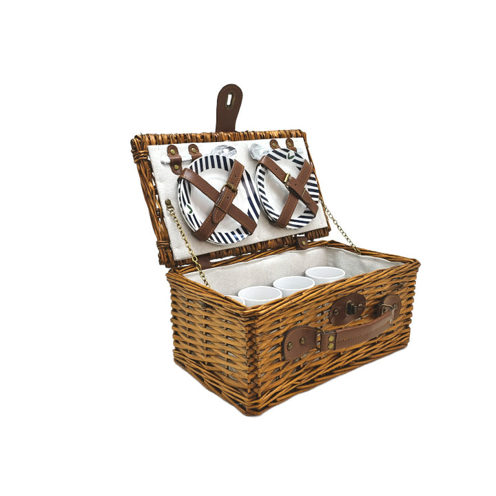 Women's picnic basket with integrated dish set and stylish details Bowlift