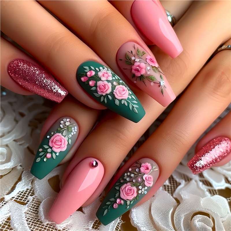 Artistic Floral Design Press-On Nails Bowlift 1788434359