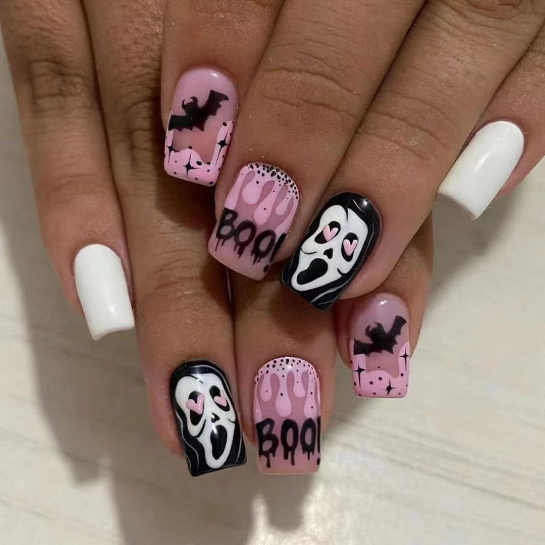 Halloween Fake Nail Set with Creative Scary Motifs Bowlift