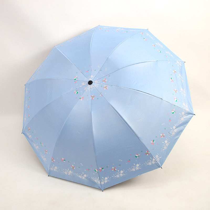 Women's Foldable Umbrella with Floral Patterns Bowlift