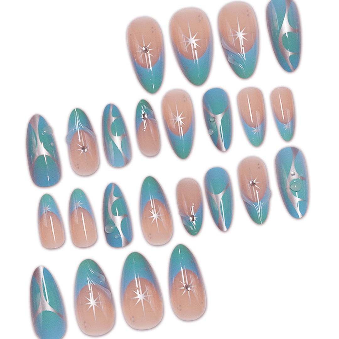 Artistic Stiletto Press-On Nail Extensions with Unique 3D Design Bowlift