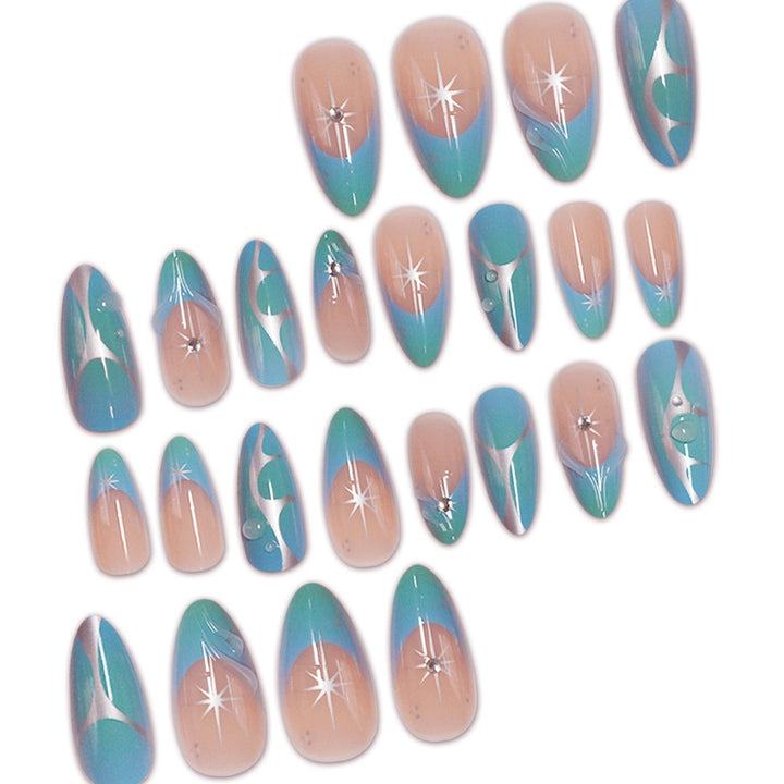 Artistic Stiletto Press-On Nail Extensions with Unique 3D Design Bowlift