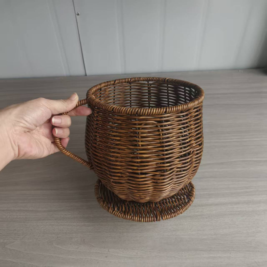 Handcrafted Natural Wicker Planter Bowlift