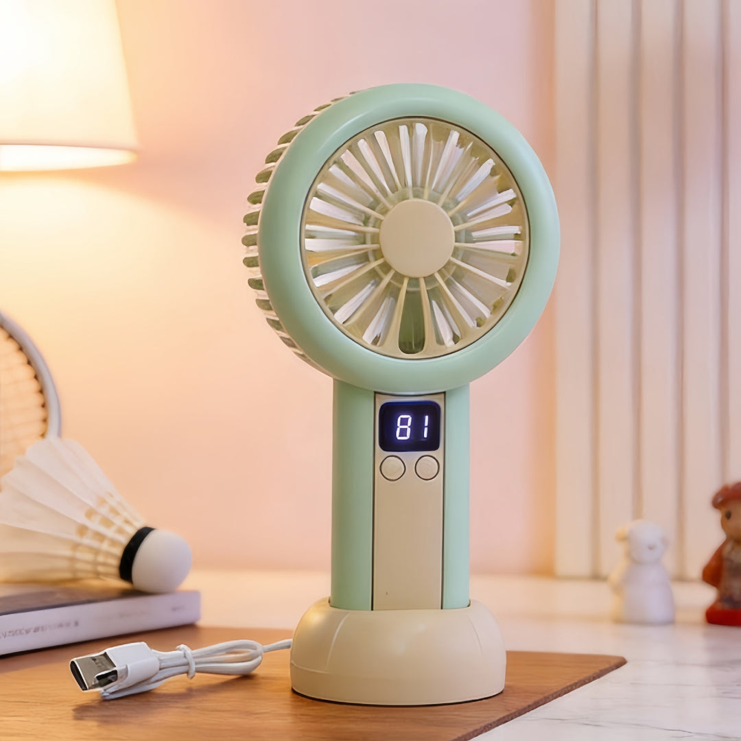 Ladies Portable Table Fan with Digital Display and Multiple Adjustable Speed Control Bowlift