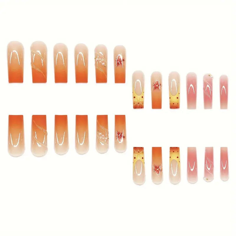 Artistic Floral Press-On Nail Extensions Bowlift 1787913766