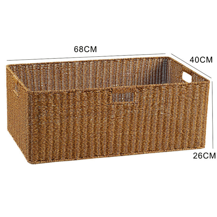 Handwoven Storage Basket with Cutout Handles Bowlift