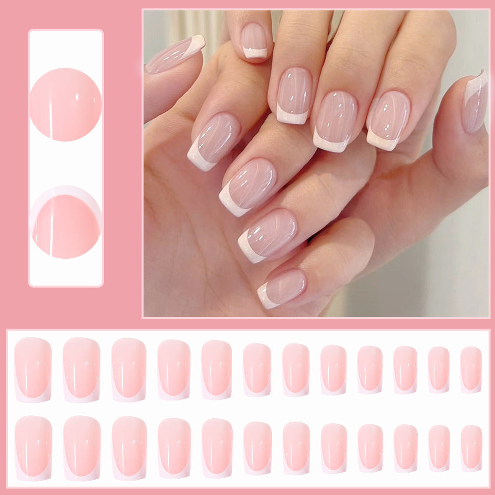 Elegant French Tip Press-On Nail Set Bowlift