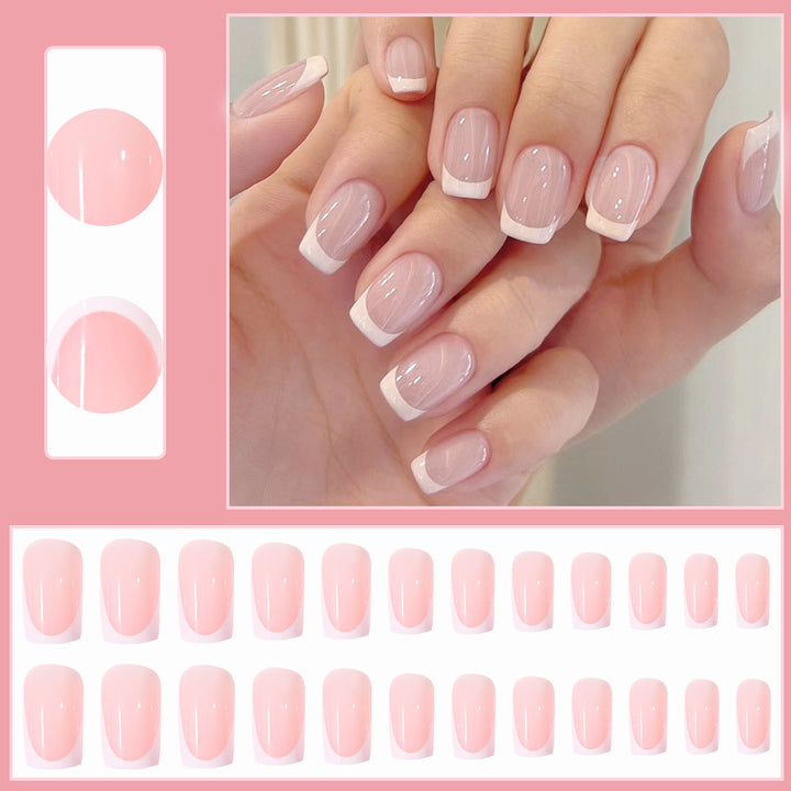 Elegant French Tip Press-On Nail Set Bowlift