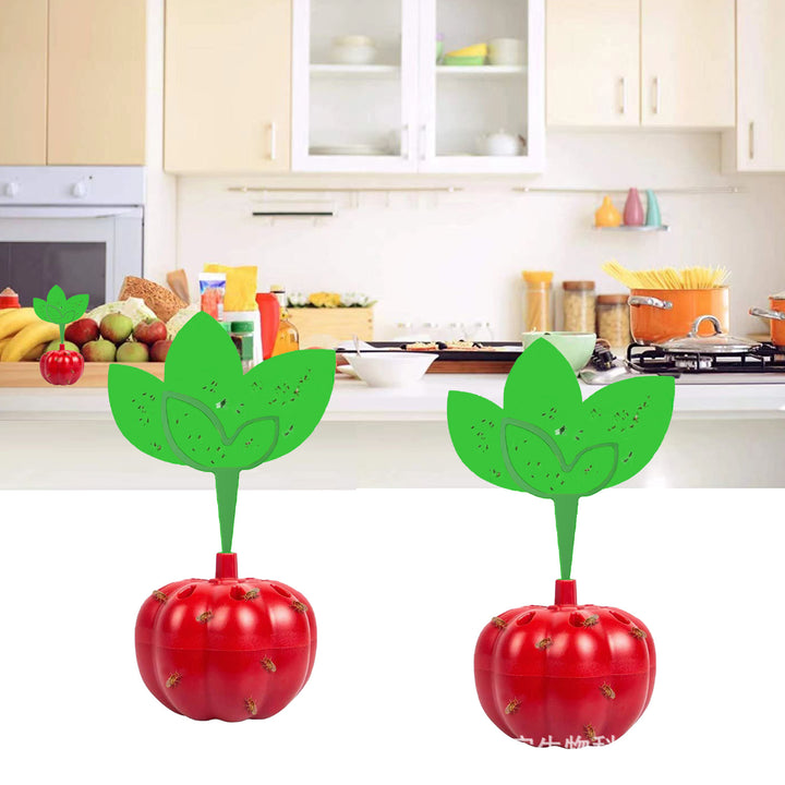 Reusable countertop fruit fly trap with tomato-shaped sticky bait reservoir Bowlift
