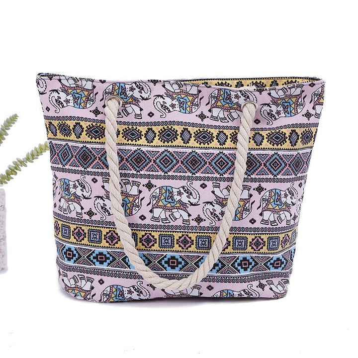 Large and Colorful Beach Bag with Mandala Pattern Bowlift
