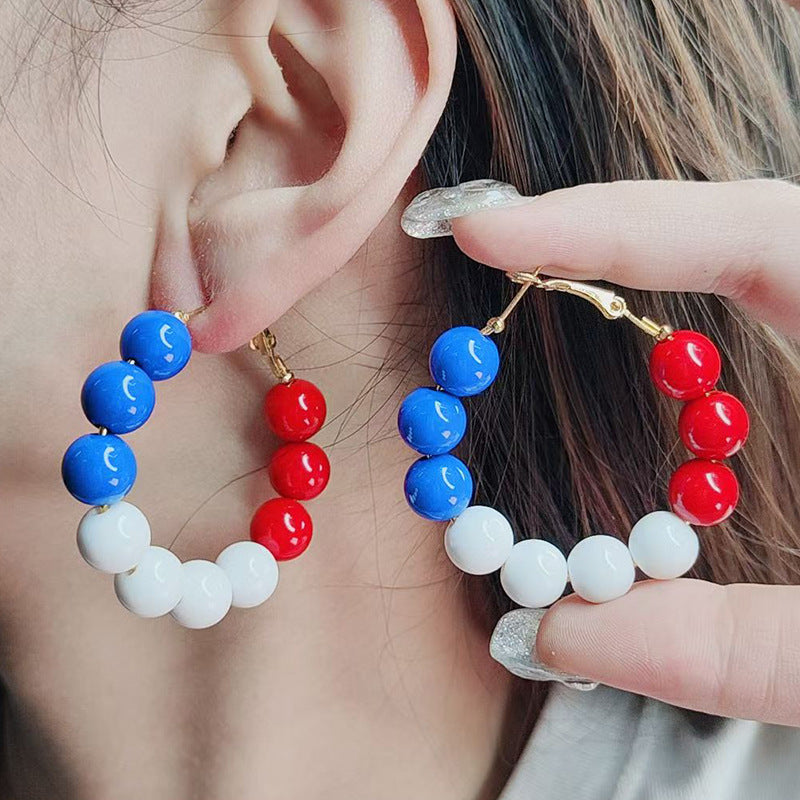 Women's nan chunky beaded hoop earrings with metal leverback clasp Bowlift