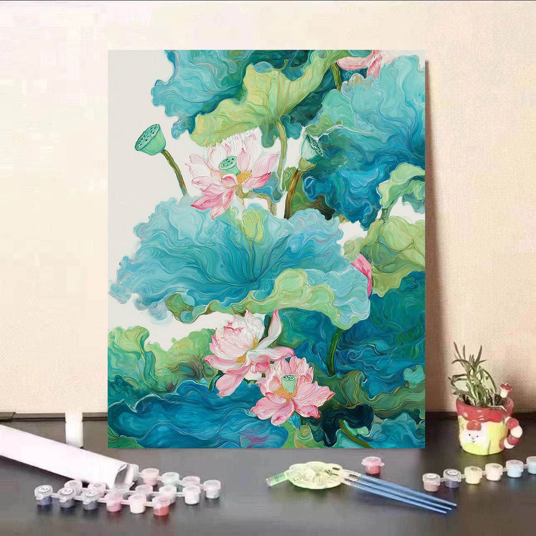 DIY Water Lily and Koi Fish Canvas Painting Kit Bowlift