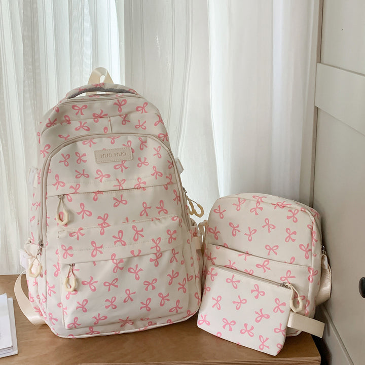 Cute Bow Print Backpack
