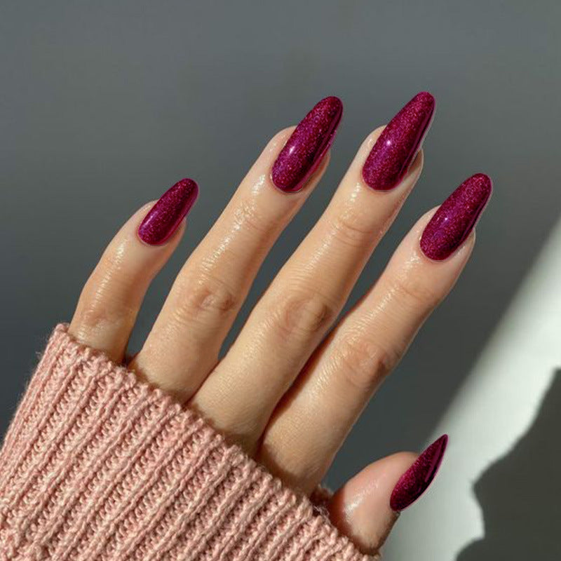 Glamorous Glittery Almond-Shaped Press-On Nails Bowlift