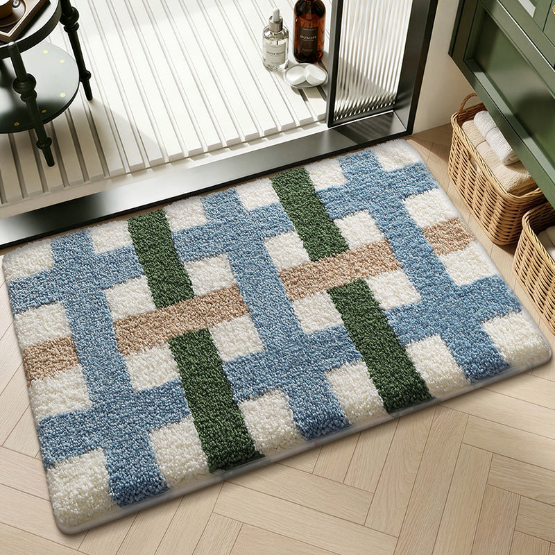 Plush Textured Zigzag Bath Mat Bowlift