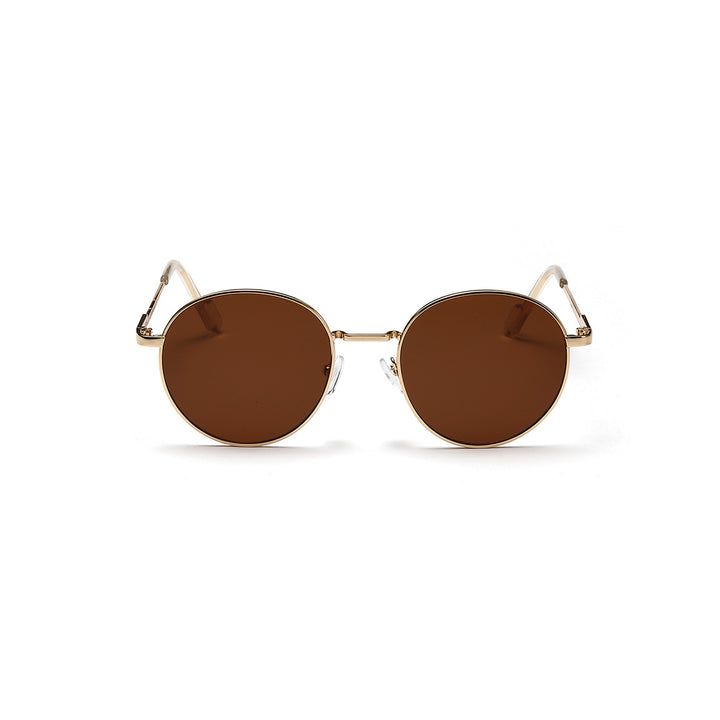 Women round sunglasses with luxurious metal frame and UV protection Bowlift