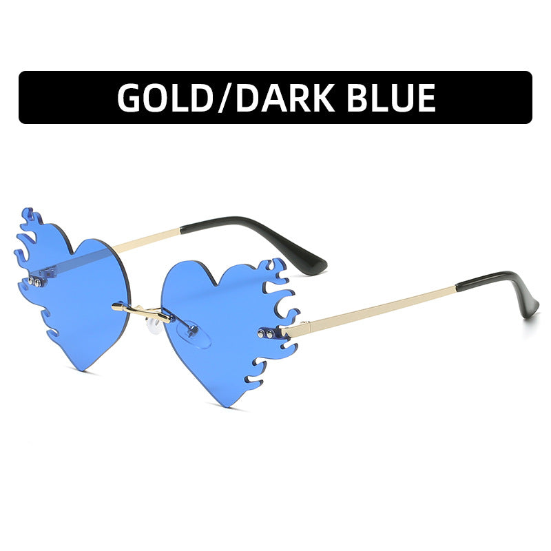 Heart-Shaped Flame Detail Sunglasses