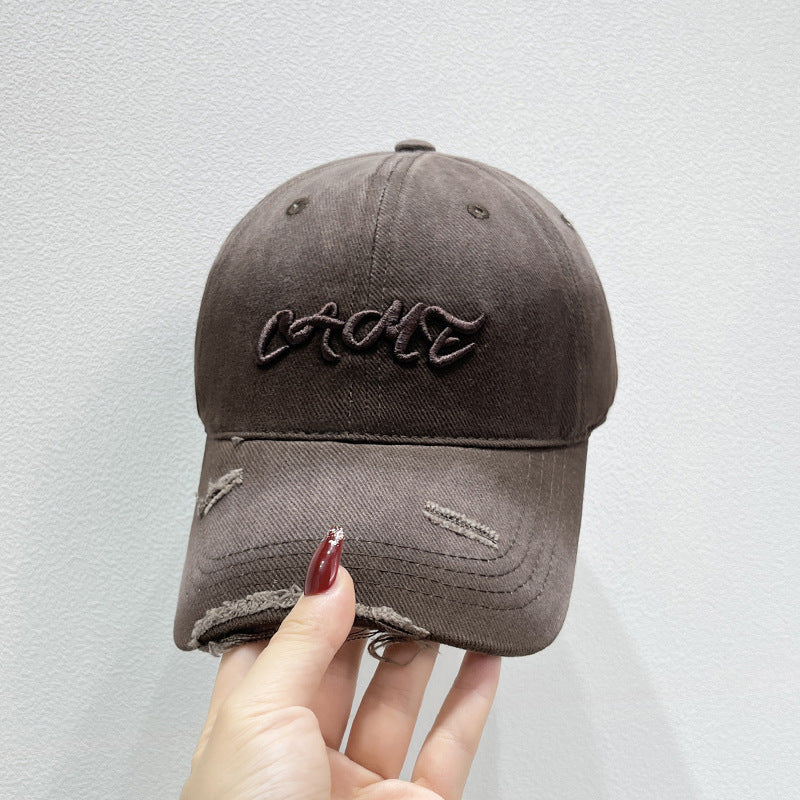 Men's Distressed Front Embroidered Baseball Cap Bowlift