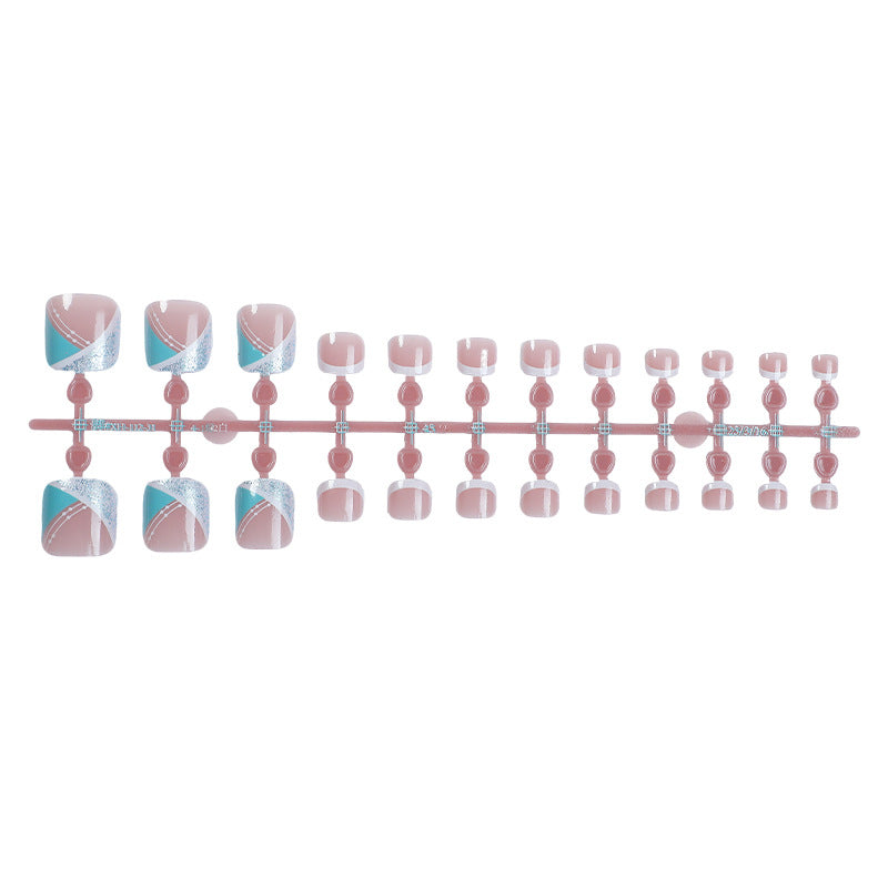 Stylish Gel Press-On Nail Set with Geometric Design Bowlift