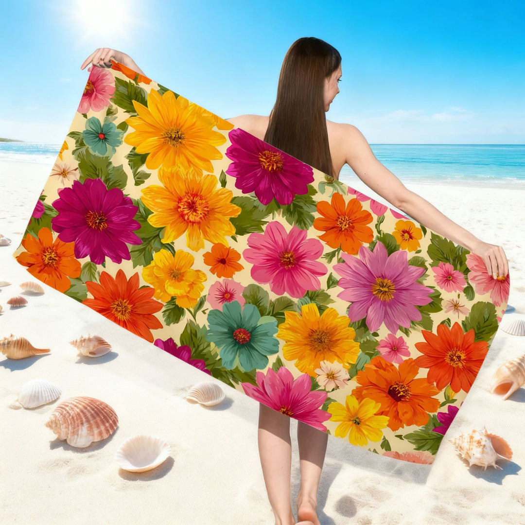 Beach towel with colorful floral pattern Bowlift