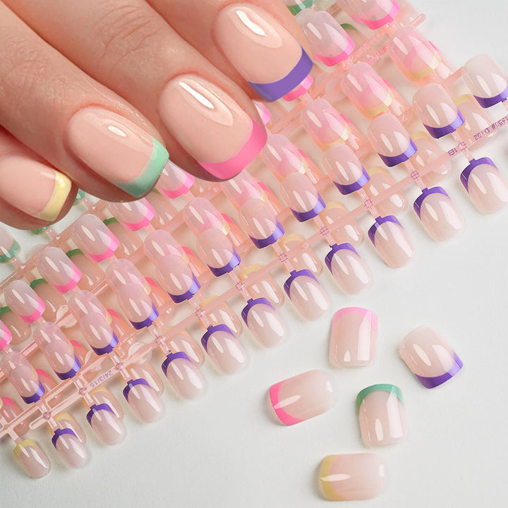 Decorative French Tip Press-On Nail Set Bowlift