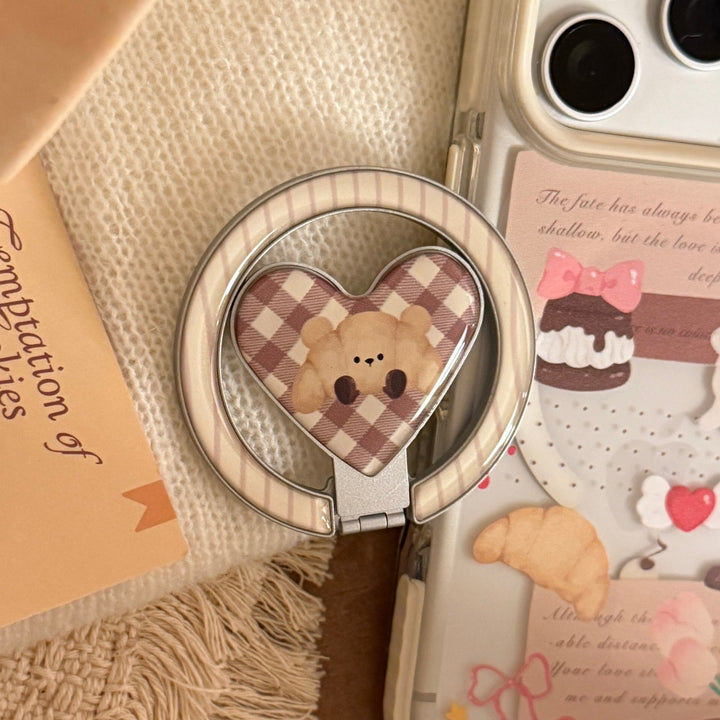 Playful smartphone finger holder with bear motif Bowlift