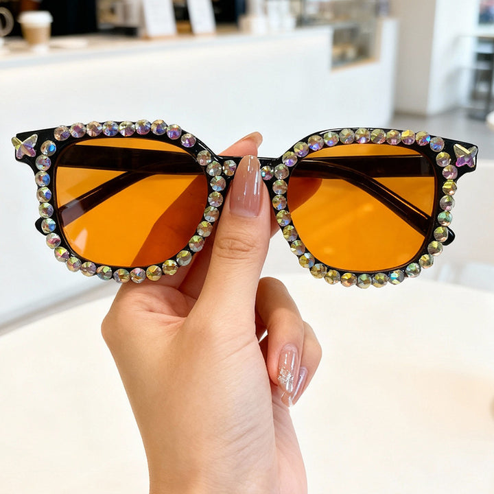 Crystal-Embellished Cat Eye Sunglasses Bowlift